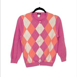 New J Crew: Girls Medium Cute Berry Plaid Button Up Sweater